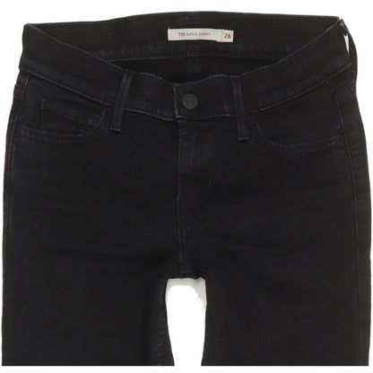 Levi's 710 Super Women Black Skinny Slim Stretch Jeans W26 L30