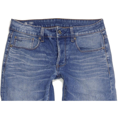 G-Star 3301 Women Blue Straight Slim Stretch Jeans W30 L32