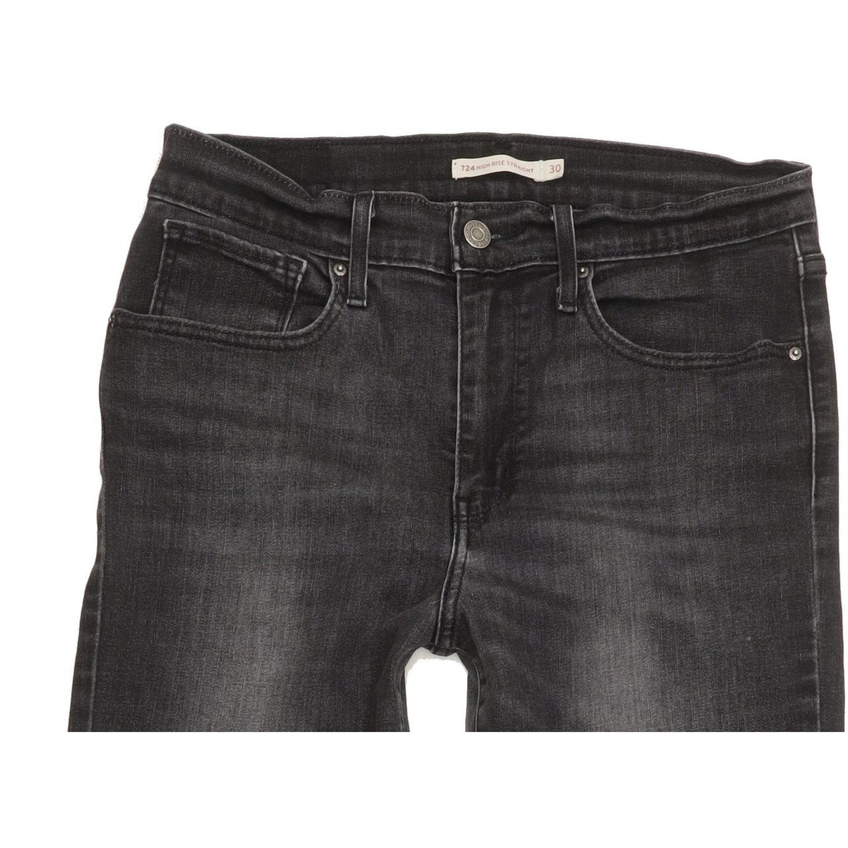Levi's 724 Black Straight Slim Stretch Jeans High Waisted W30 L31
