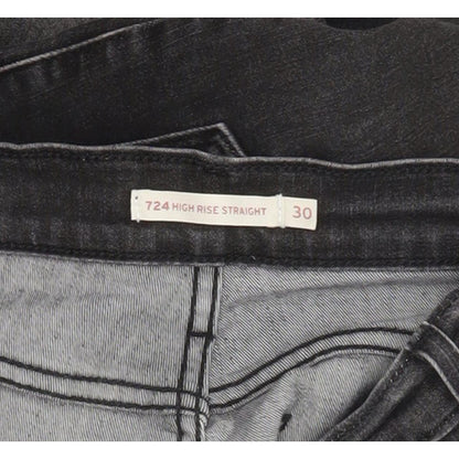 Levi's 724 Black Straight Slim Stretch Jeans High Waisted W30 L31