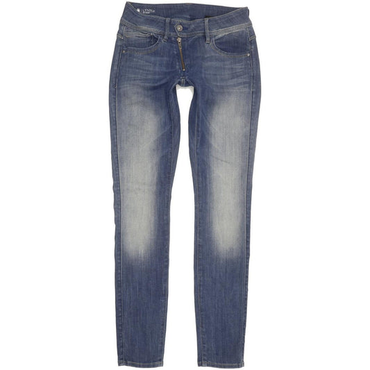 G-Star Lynn Zip Mid Women Blue Skinny Slim Stretch Jeans W28 L32