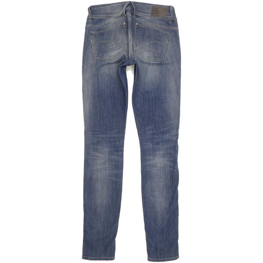 G-Star Lynn Zip Mid Women Blue Skinny Slim Stretch Jeans W28 L32