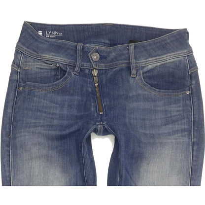 G-Star Lynn Zip Mid Women Blue Skinny Slim Stretch Jeans W28 L32