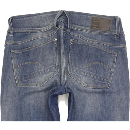 G-Star Lynn Zip Mid Women Blue Skinny Slim Stretch Jeans W28 L32