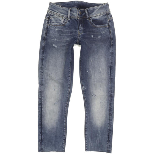 G-Star Lynn Mid Women Blue Skinny Slim Stretch Jeans W30 L25