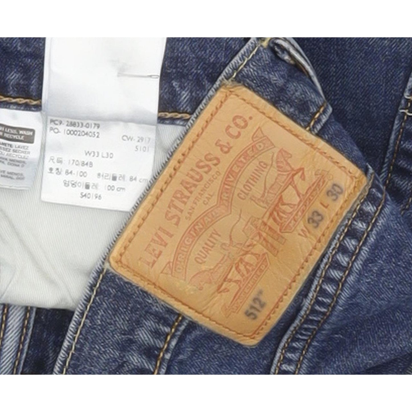 Levi's 512 Men Blue Tapered Slim Stretch Jeans W33 L29