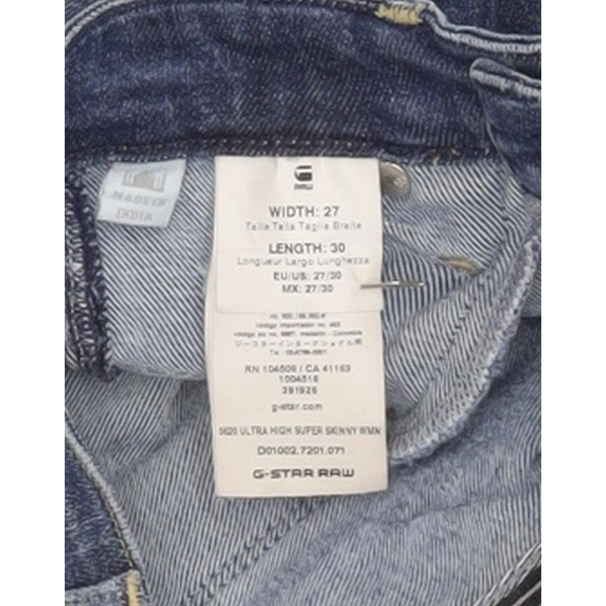 G-Star 5620 Ultra High Women Blue Skinny Slim Stretch Jeans W27 L30