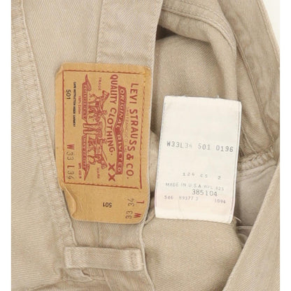 Levi's 501 Made in USA Men Beige Straight Regular Jeans W33 L34