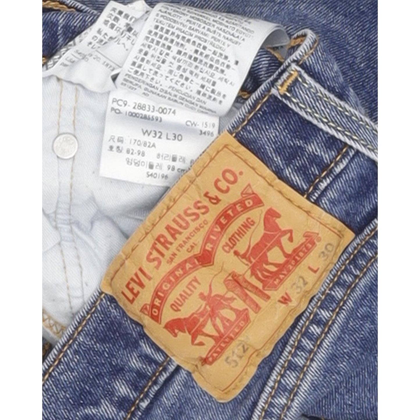 Levi's 512 Men Blue Tapered Slim Stretch Jeans W32 L28