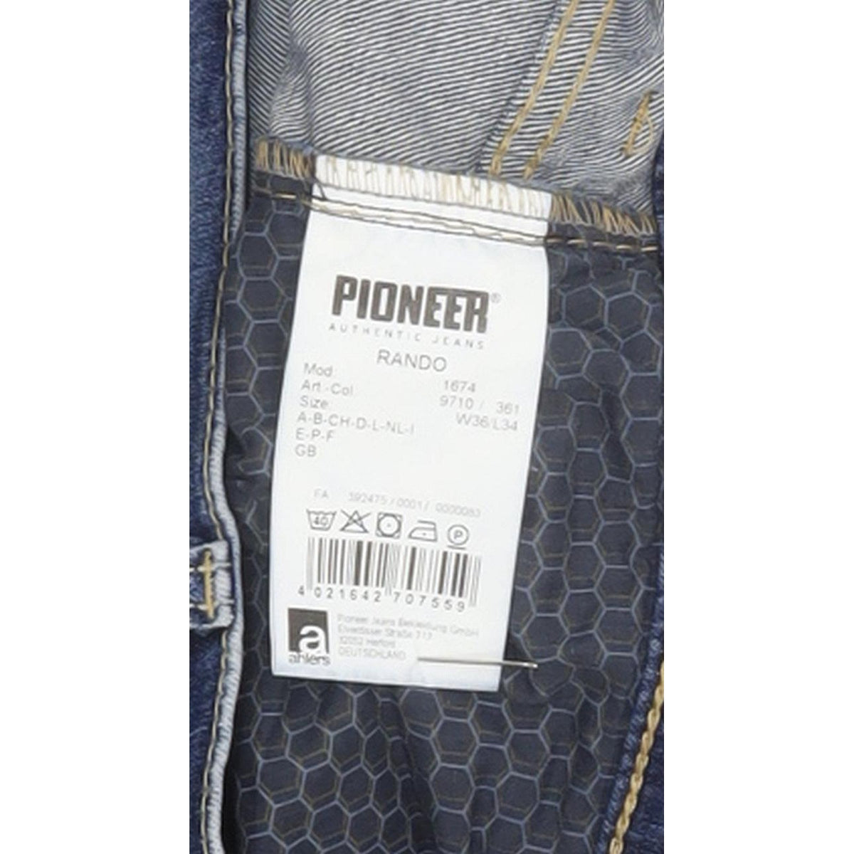 Pioneer Rando Men Blue Straight Regular Stretch Jeans W36 L34