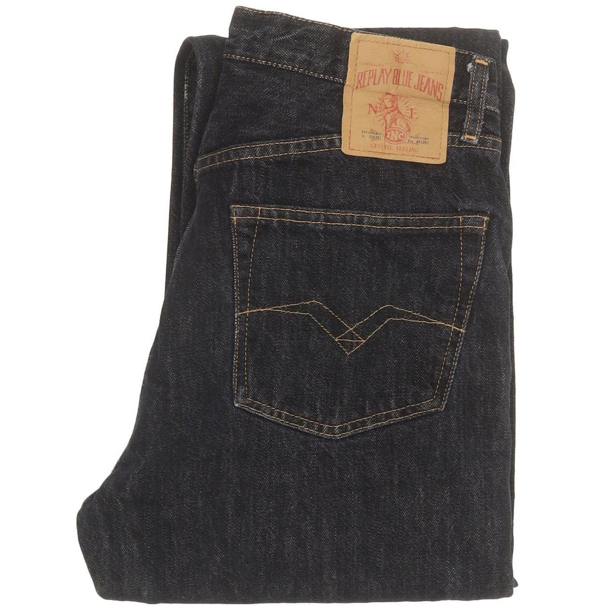 Replay Men Black Straight Regular Jeans W28 L33