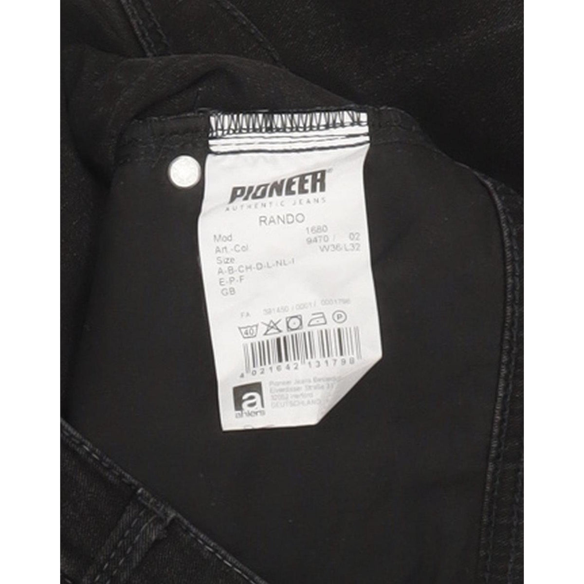 Pioneer Rando Men Black Straight Regular Stretch Jeans W36 L31