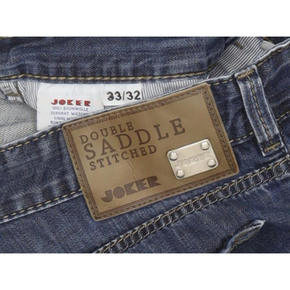 Joker Double Saddle Stitched Men Blue Straight Regular Jeans W33 L31
