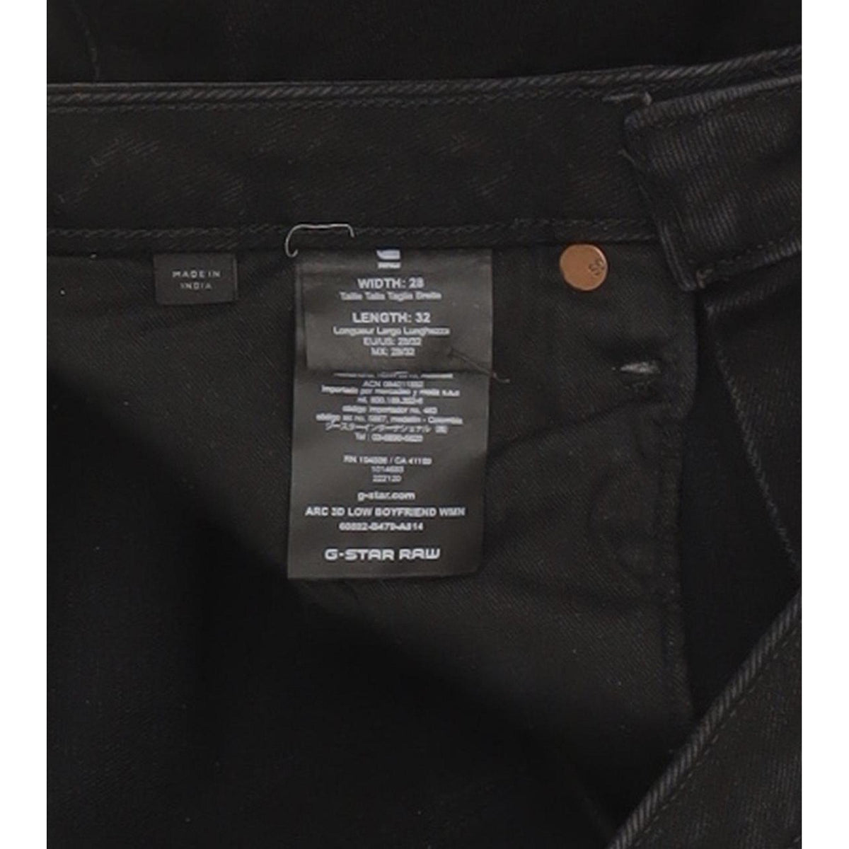 G-Star Arc 3D Women Black Tapered Loose Boyfriend Stretch Jeans W28 L32