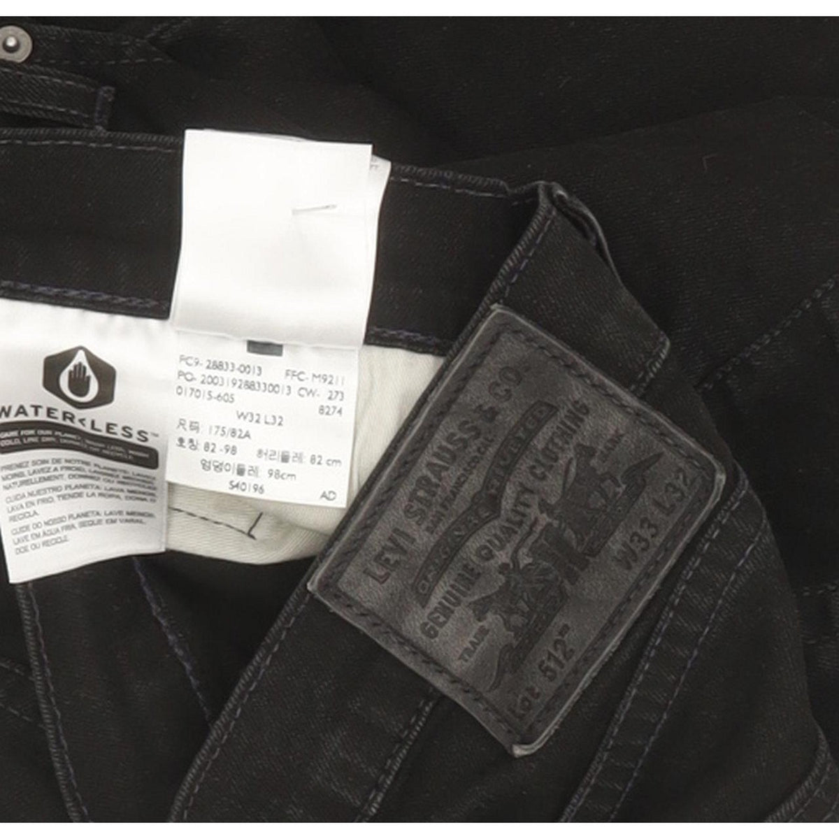Levi's 512 Men Black Tapered Slim Stretch Jeans W32 L31