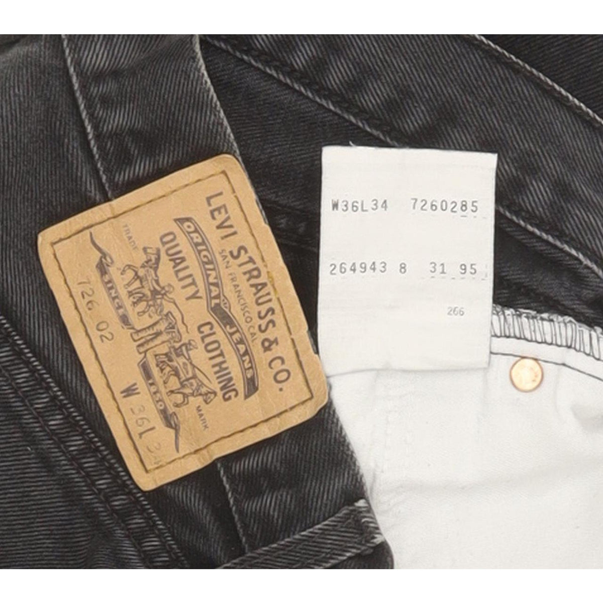 Levi's 726 Men Black Tapered Regular Jeans W35 L32