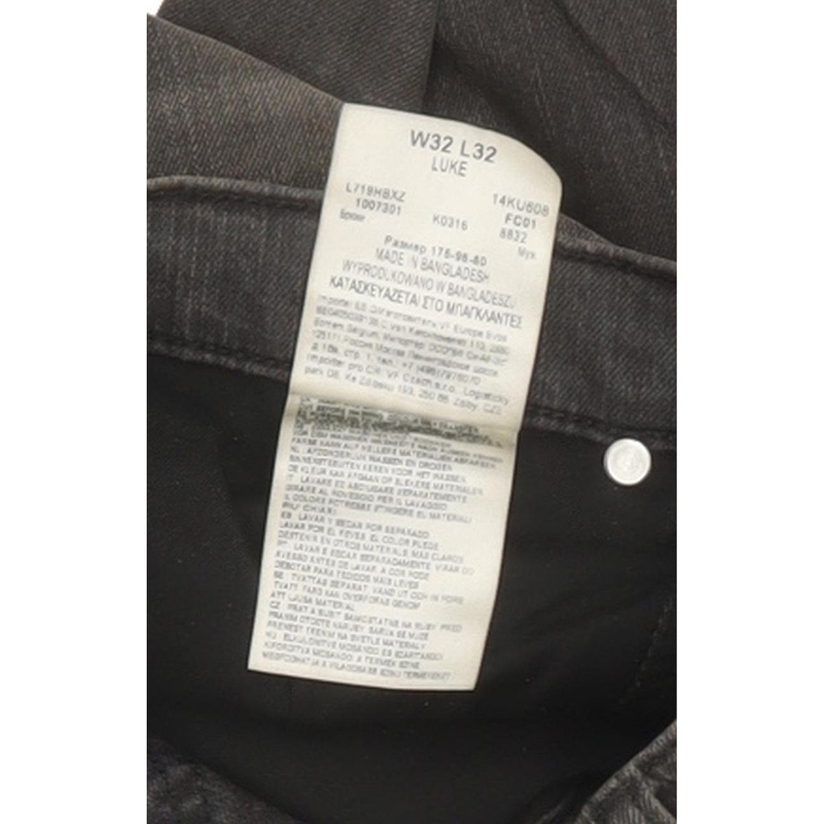 Lee Luke Men Charcoal Skinny Slim Stretch Jeans W32 L32