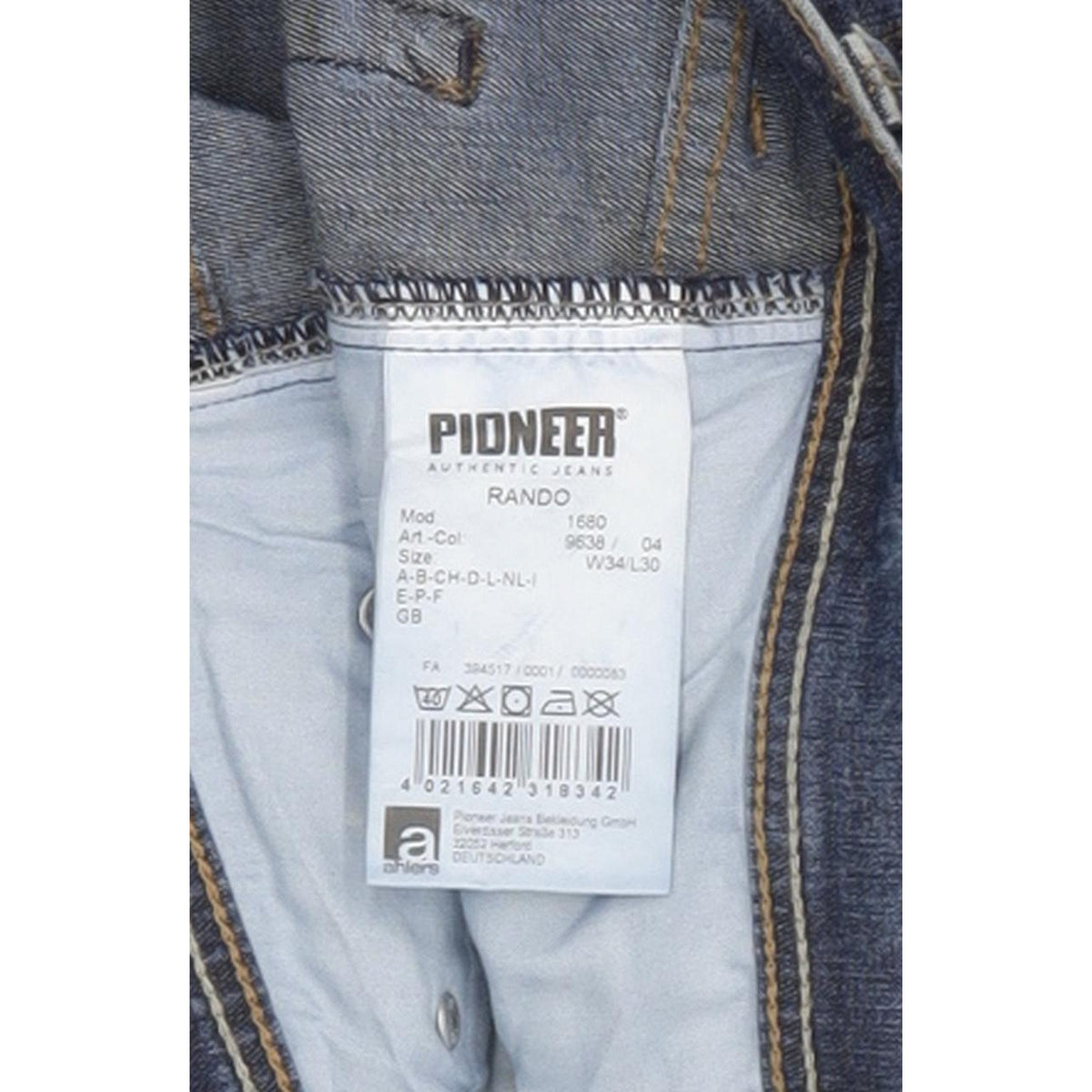 Pioneer Rando Men Blue Straight Regular Stretch Jeans W34 L30