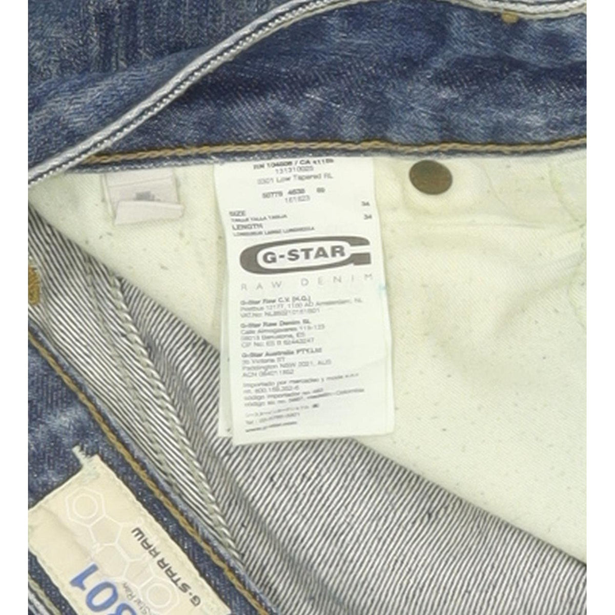G-Star 3301 Low Men Blue Tapered Regular Jeans W34 L33