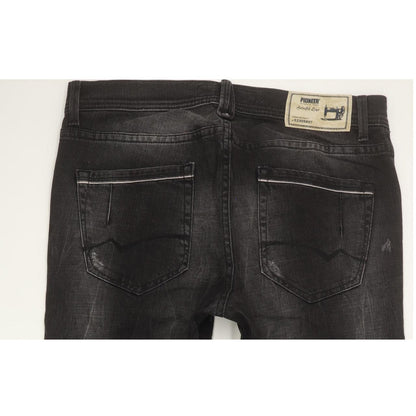 Pioneer Lake Men Black Straight Regular Stretch Jeans W36 L30
