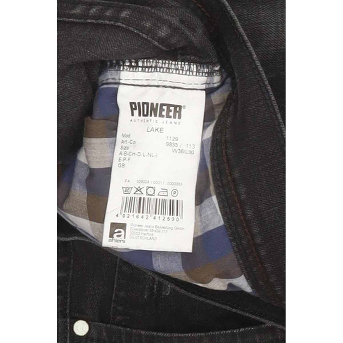Pioneer Lake Men Black Straight Regular Stretch Jeans W36 L30