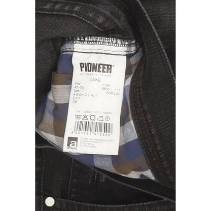 Pioneer Lake Men Black Straight Regular Stretch Jeans W36 L30
