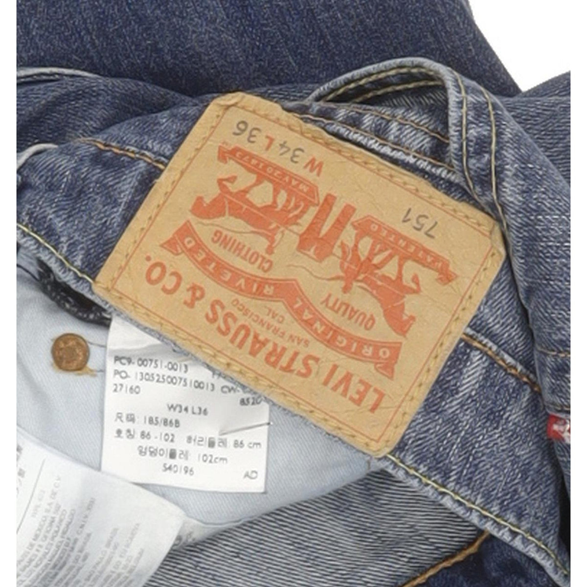 Levi's 751 Men Blue Straight Regular Stretch Jeans W34 L31