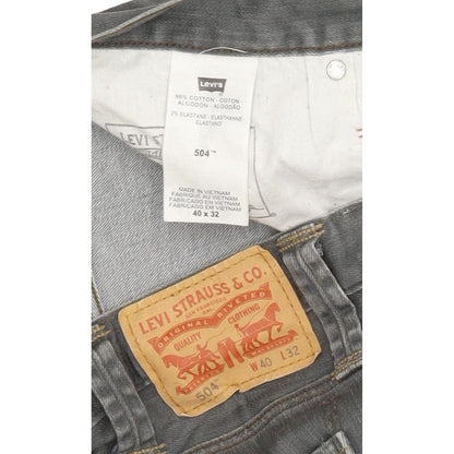 Levi's 504 Men Grey Straight Regular Stretch Jeans W40 L30