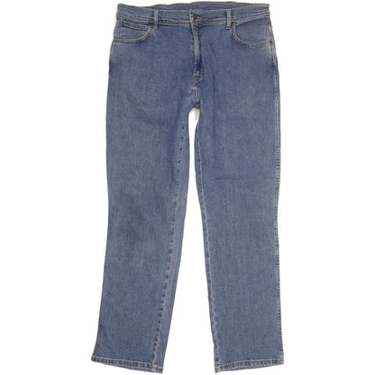 Wrangler Durable Quality Men Blue Straight Regular Stretch Jeans W38 L32