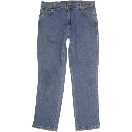 Wrangler Durable Quality Men Blue Straight Regular Stretch Jeans W38 L32
