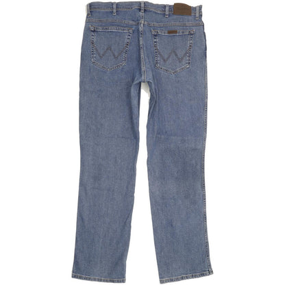 Wrangler Durable Quality Men Blue Straight Regular Stretch Jeans W38 L32