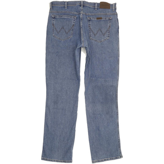 Wrangler Durable Quality Men Blue Straight Regular Stretch Jeans W38 L32