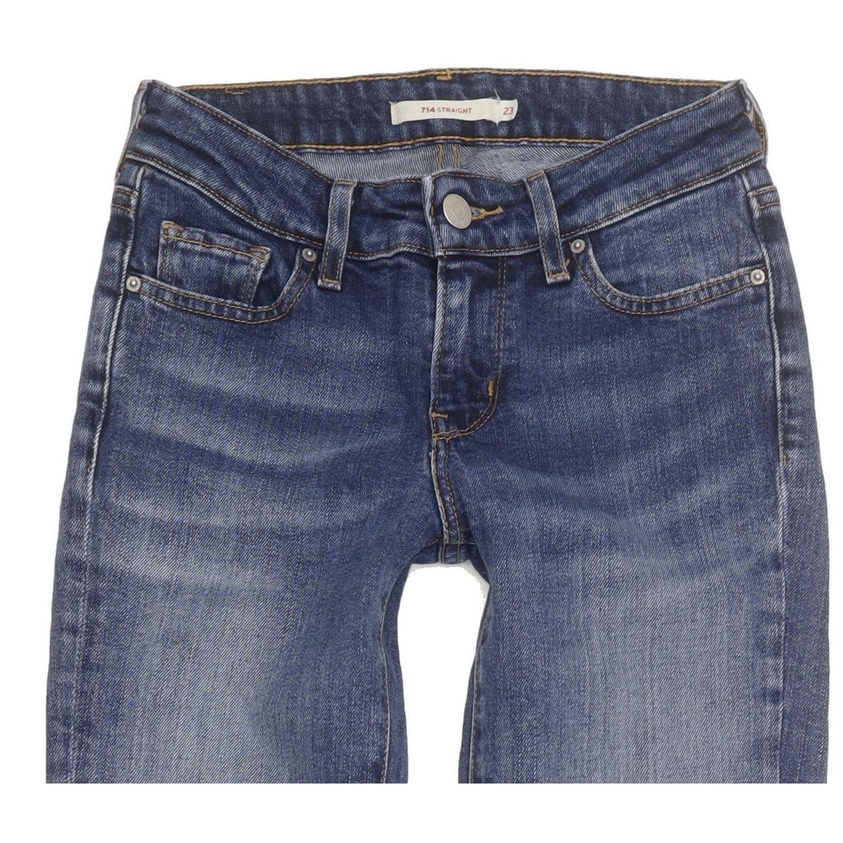Levi's 714 Women Blue Straight Slim Stretch Jeans W23 L28