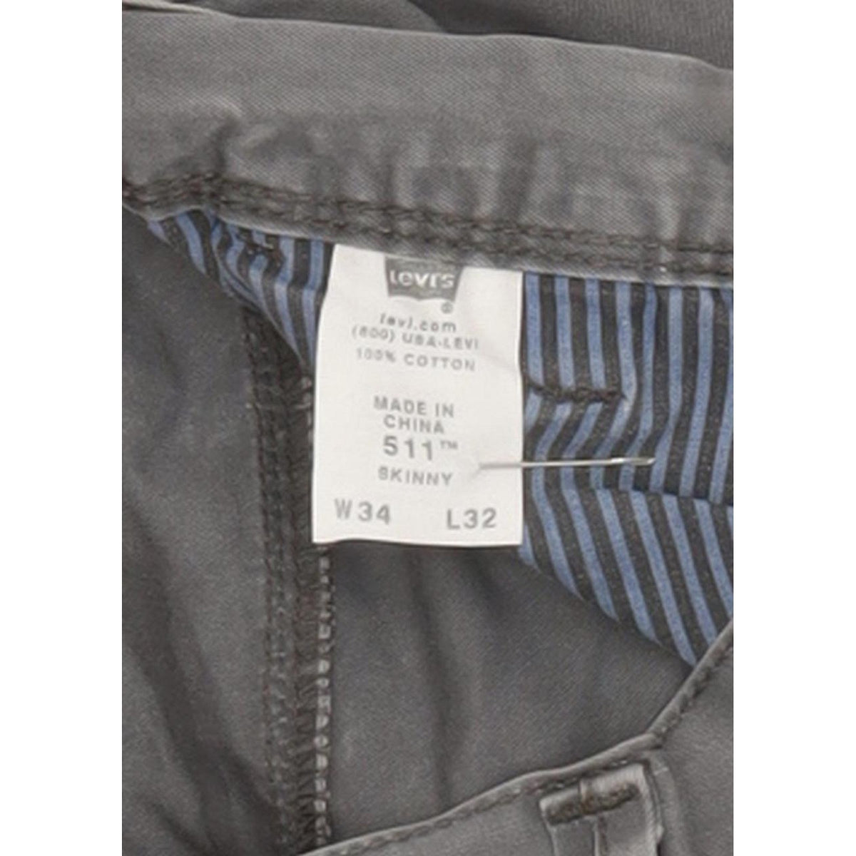 Levi's 511 Men Grey Straight Slim Jeans W34 L31