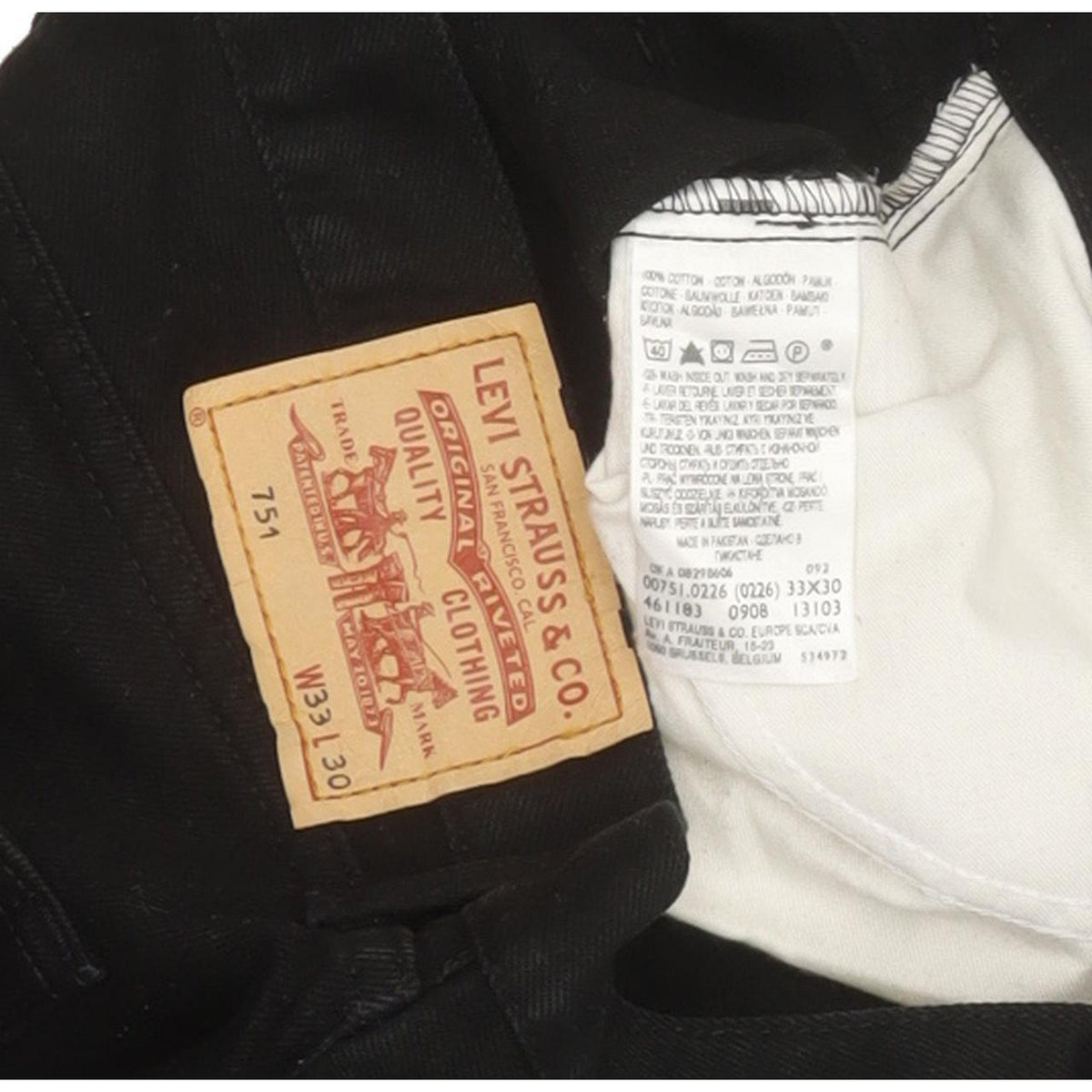 Levi's 751 Men Black Straight Regular Jeans W33 L30