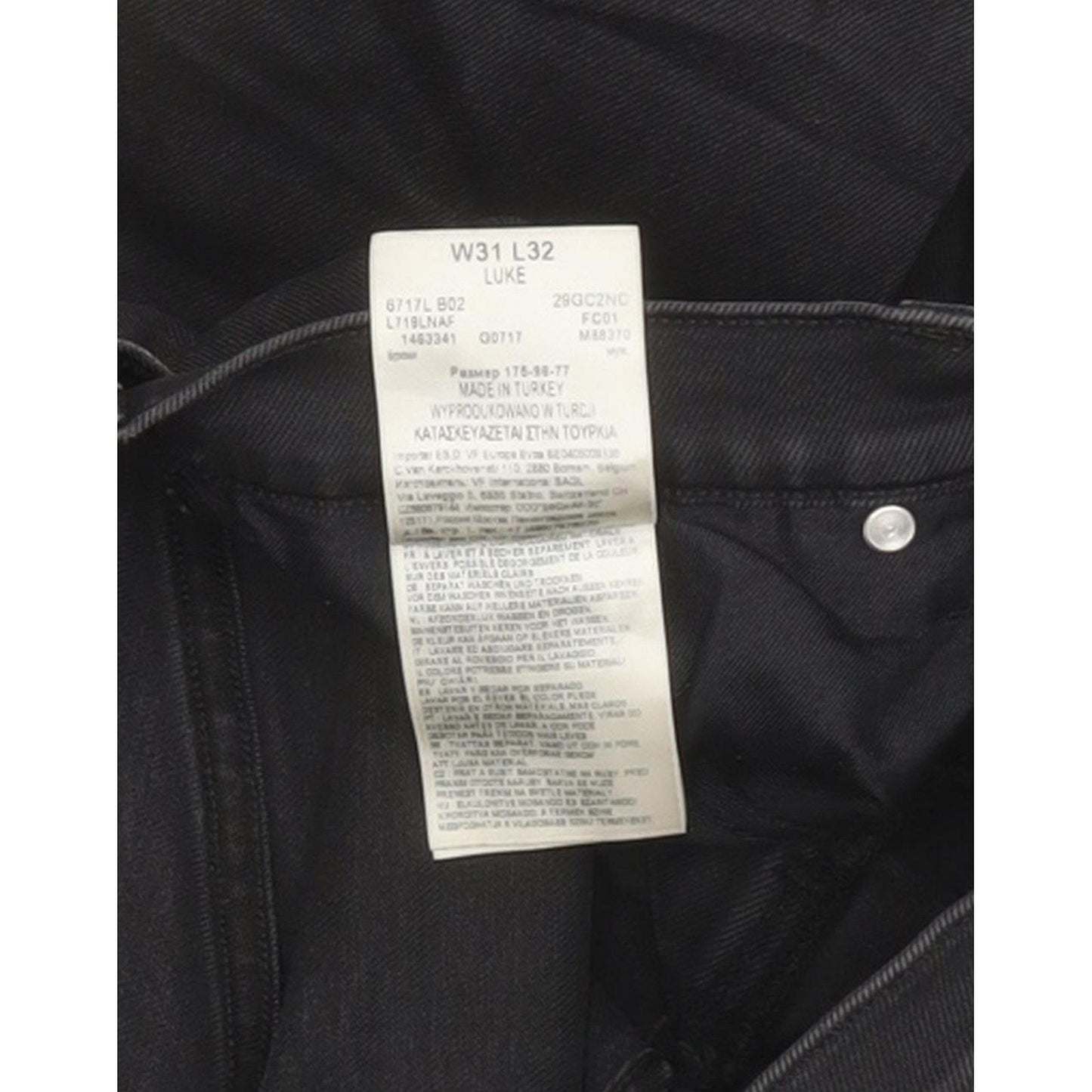 Lee Luke Men Black Skinny Slim Stretch Jeans W31 L31