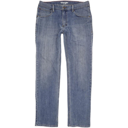 Wrangler Authentic Men Blue Straight Regular Stretch Jeans W34 L33