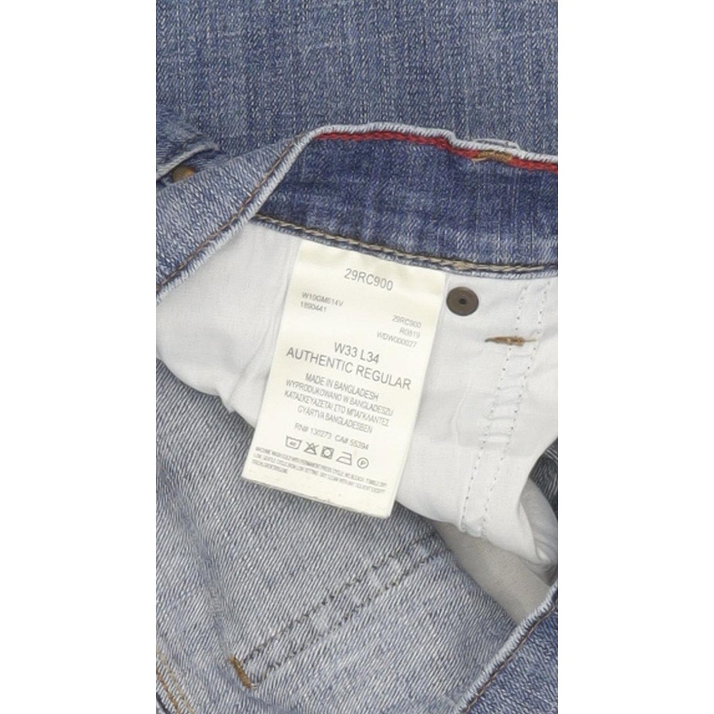 Wrangler Authentic Men Blue Straight Regular Stretch Jeans W34 L33