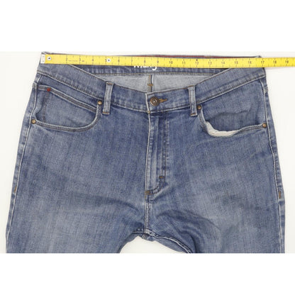 Wrangler Authentic Men Blue Straight Regular Stretch Jeans W34 L33