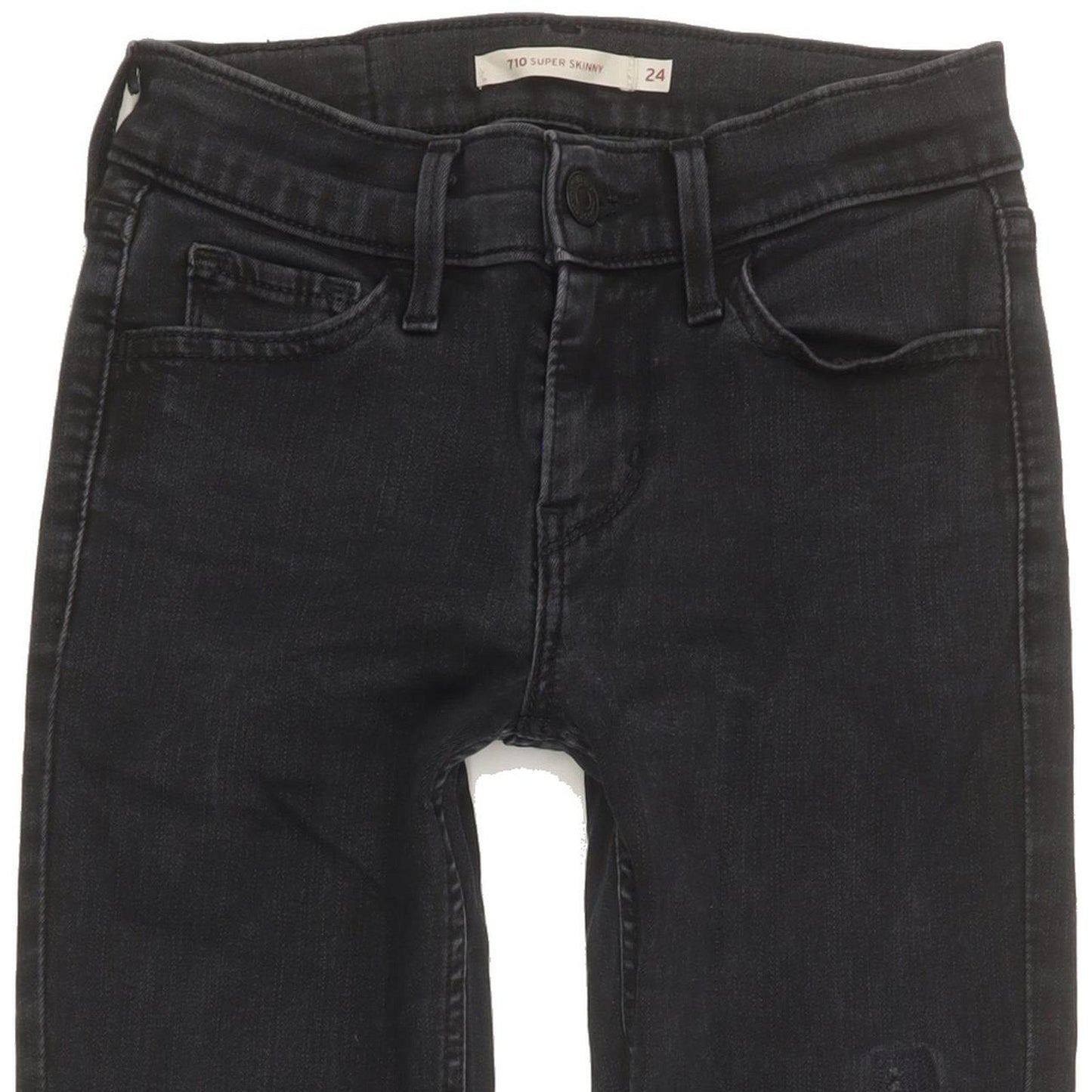Levi's 710 Super Women Black Skinny Slim Stretch Jeans W24 L30