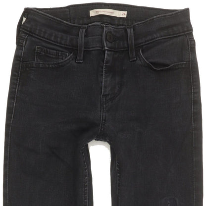 Levi's 710 Super Women Black Skinny Slim Stretch Jeans W24 L30