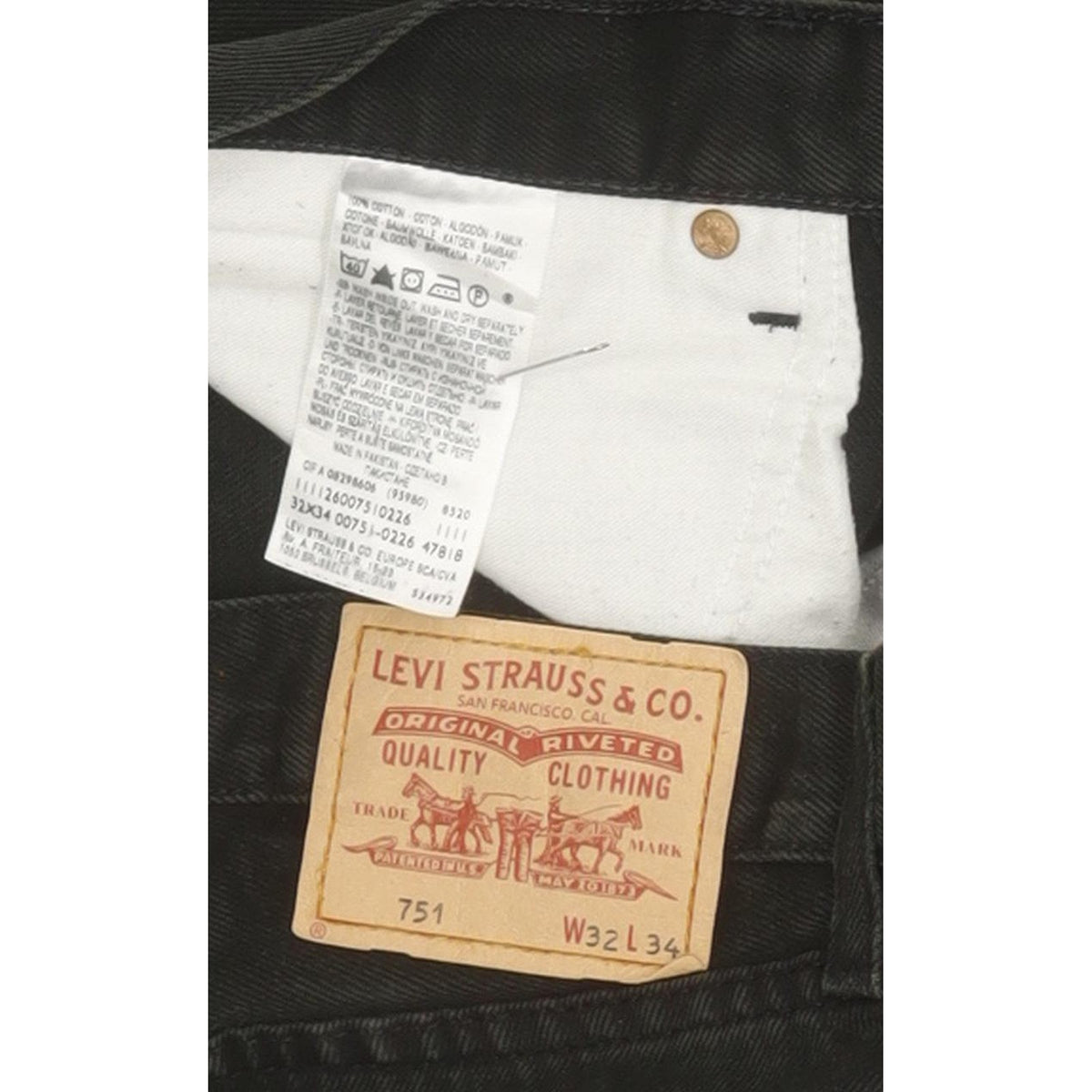 Levi's 751 Men Black Straight Regular Jeans W32 L32