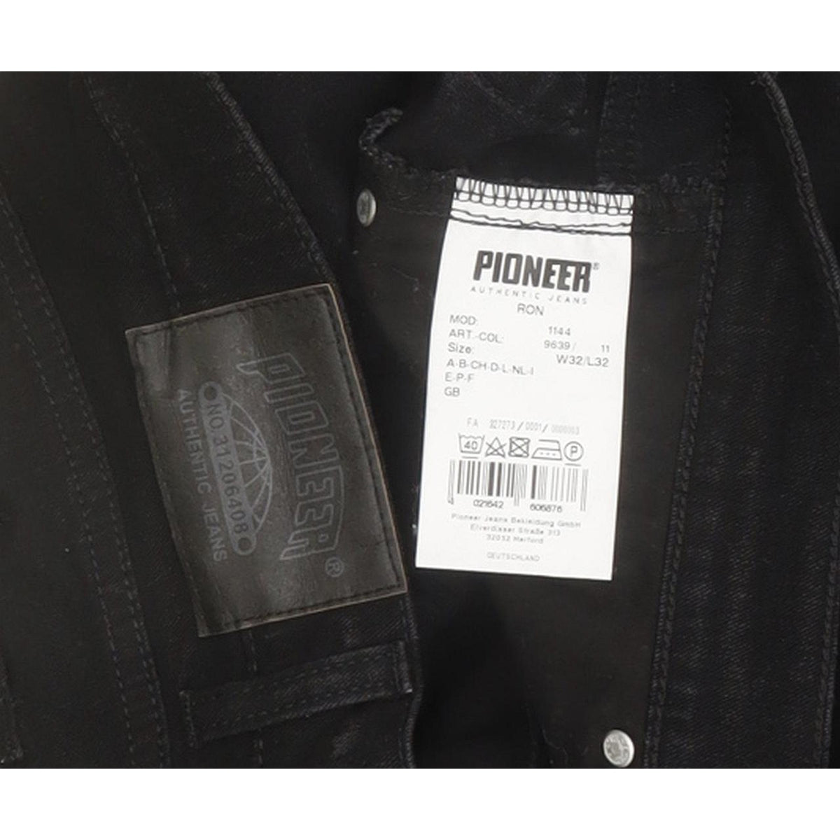 Pioneer Ron Men Black Straight Slim Stretch Jeans W32 L32