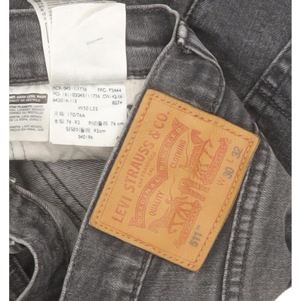 Levi's 511 Men Grey Straight Slim Stretch Jeans W30 L31