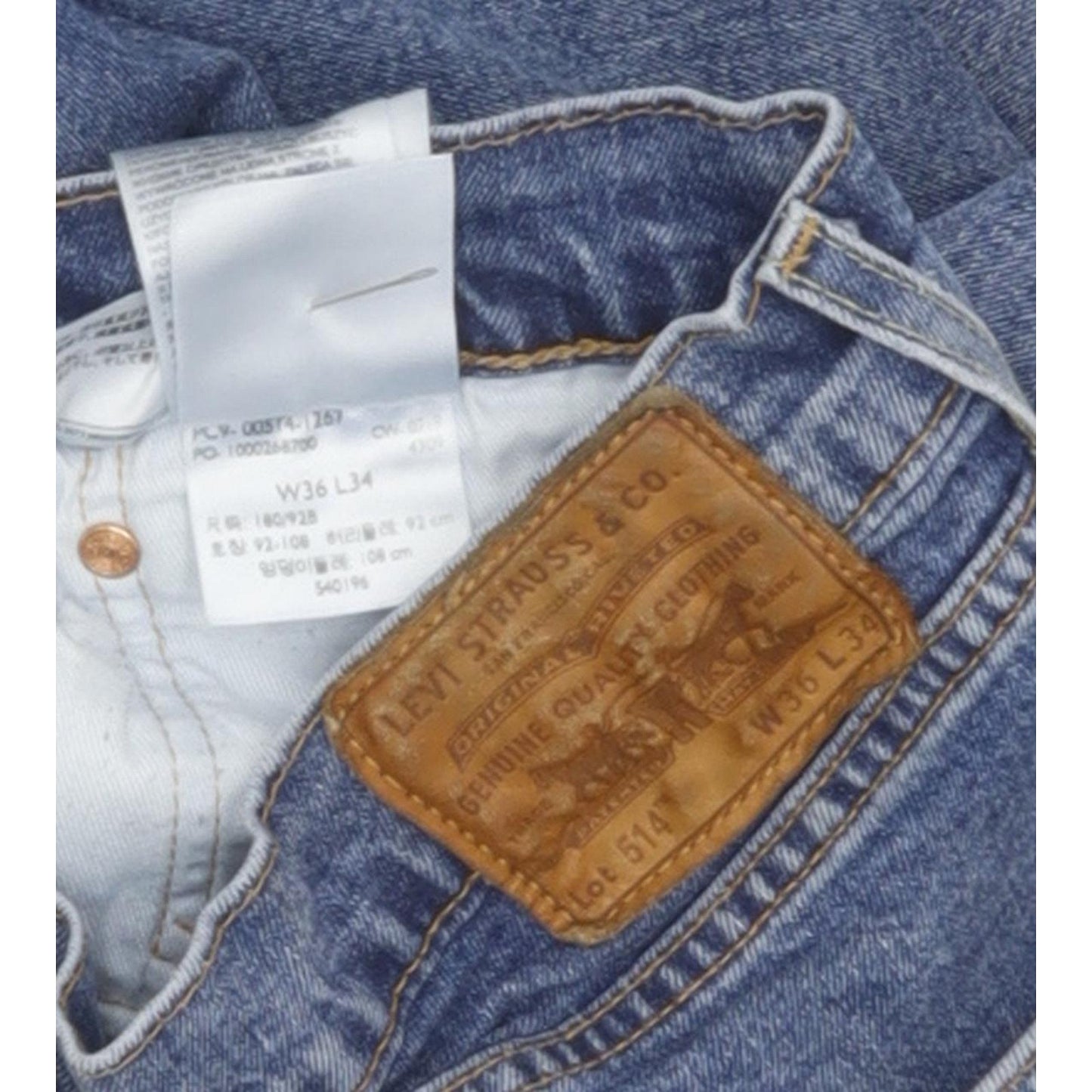 Levi's 514 Men Blue Straight Slim Stretch Jeans W36 L33