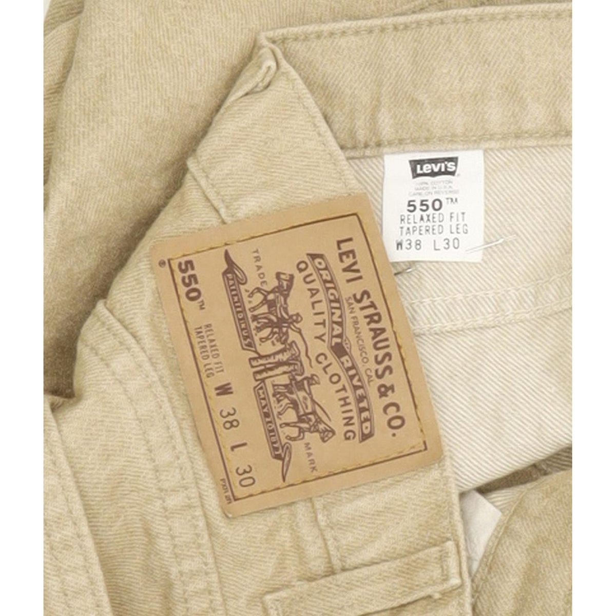 Levi's 550 Made in USA Beige Tapered Relaxed Jeans High Waisted W38 L30
