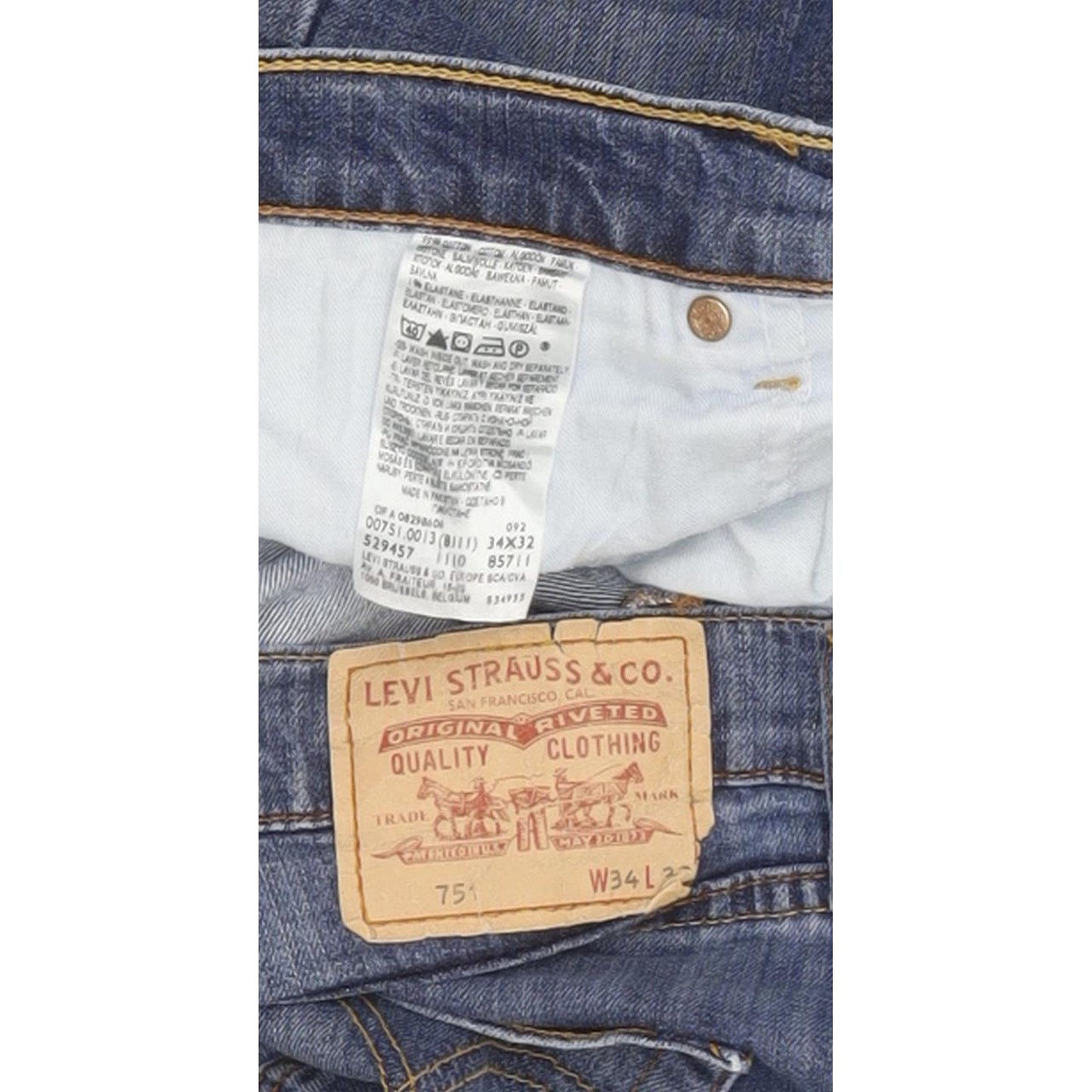 Levi's 751 Men Blue Straight Regular Stretch Jeans W34 L31