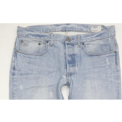 G-Star 3301 Men Blue Straight Regular Jeans W36 L33