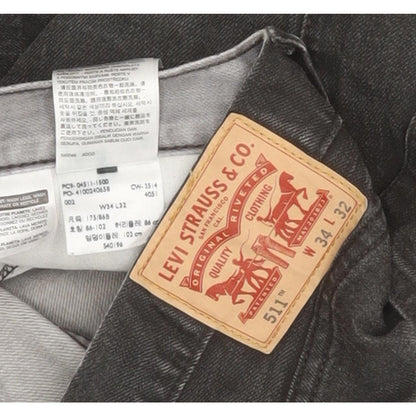 Levi's 511 Men Black Straight Slim Jeans W34 L32