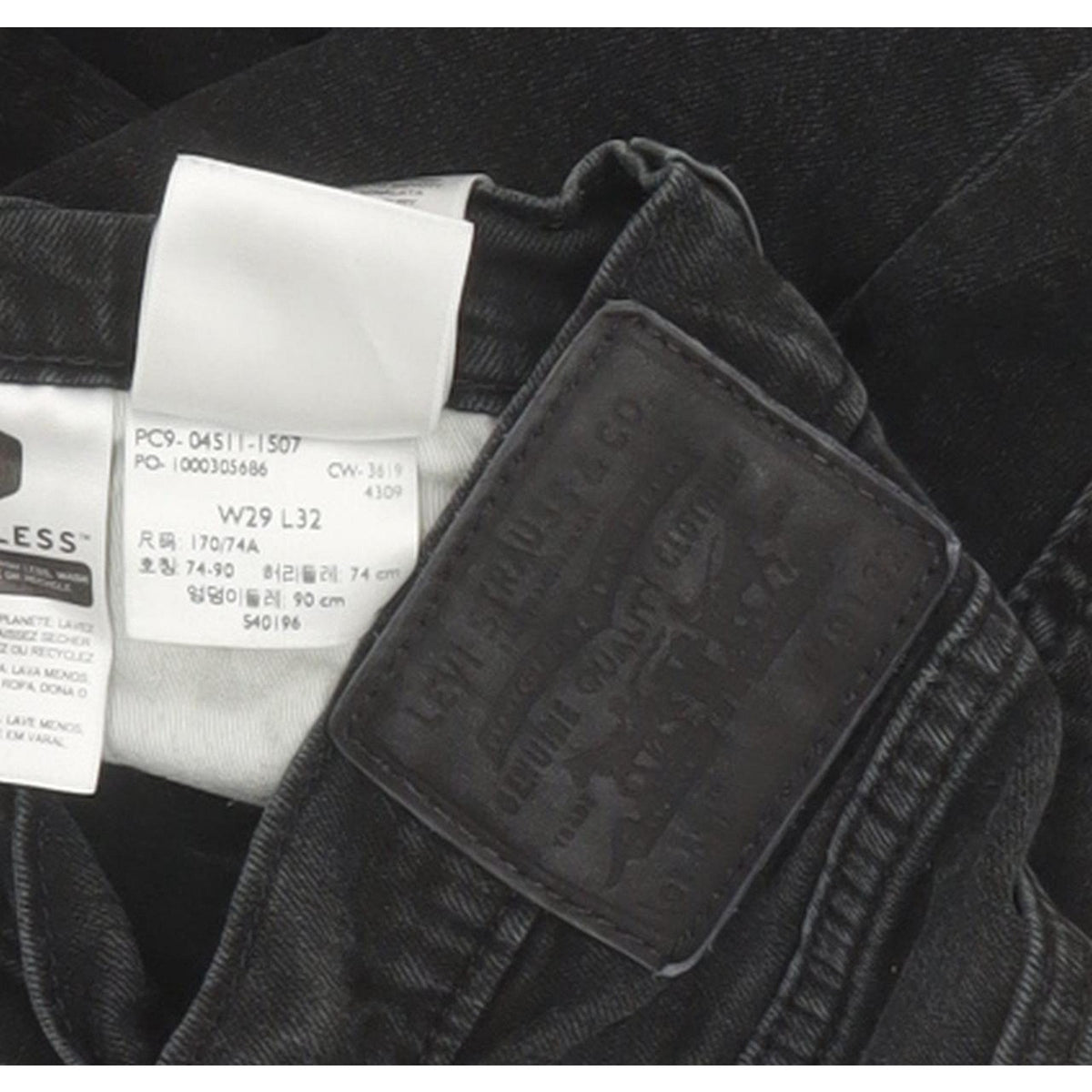 Levi's 511 Men Black Straight Slim Stretch Jeans W29 L31